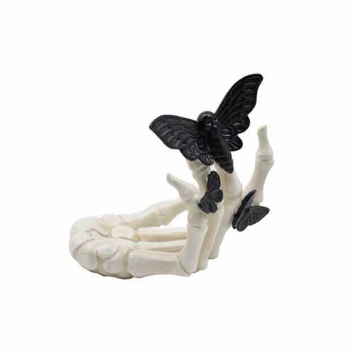Holiday Home 5" Black Skeleton Hand with Butterflies Halloween Décor Perspective: left