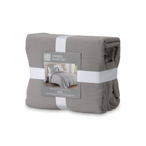 HD Designs® 3 Piece Crinkle Duvet Set - Grey Perspective: left