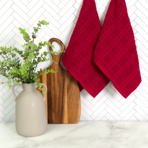 Everyday Living Waffle Kitchen Towels - Paprika Perspective: left