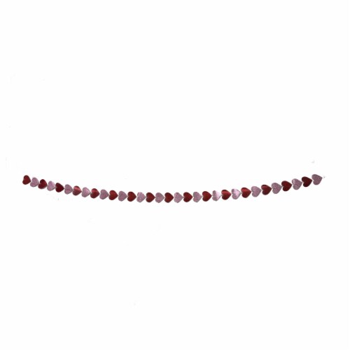 Holiday Home 8 Foot Red & Pink Glitter Heart Chain Perspective: left