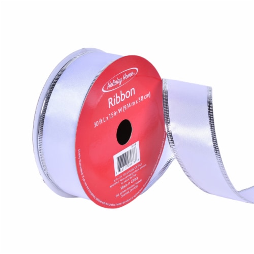 Holiday Home® Sonic Edge Satin Ribbon - Silver Perspective: left