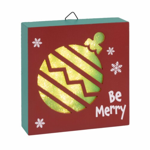 Holiday Home Ornament LED Block Table Sign Perspective: left