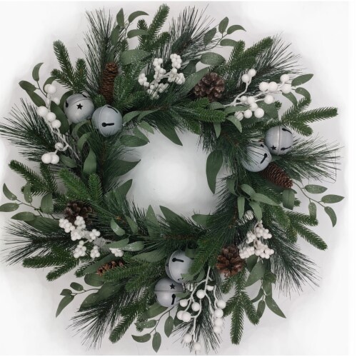 Holiday Home 24" Christmas LED Savannah Decorated Wreath Holiday Décor Perspective: left