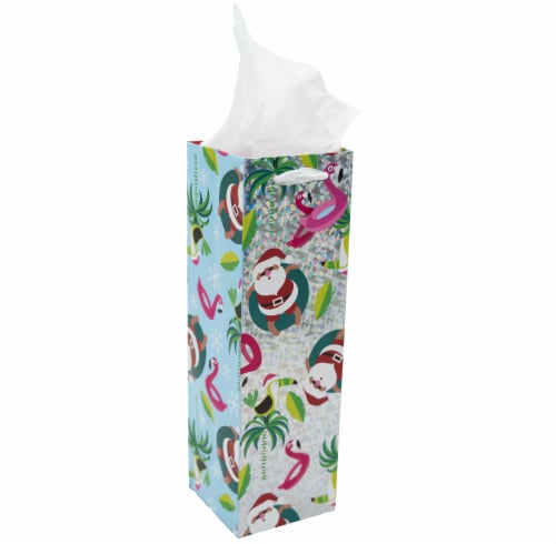 Holiday Home Wine Bag Tropical Santa Perspective: left