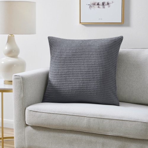 HD Designs Cotton Waffle Decorative Pillow - Grey Perspective: left