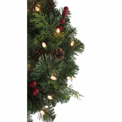 Holiday Home 24" LED Pine Classic Wreath Christmas Décor Perspective: left