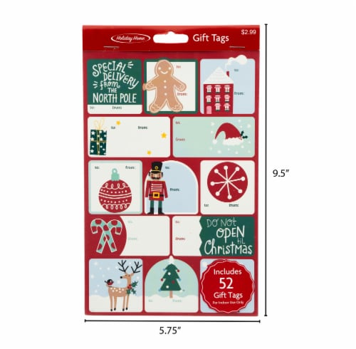 Holiday Home Peel N Stick Holiday Characters Gift Tag 52-Tag Multi Pack Perspective: left