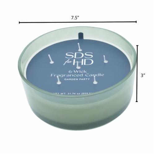 SDS for HD Designs 6 Wick Glass Jar Candle Garden Party - Loden Frost Green Perspective: left