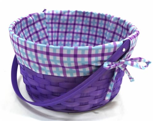 HH 10in Lined Bamboo Basket - Purple Perspective: left