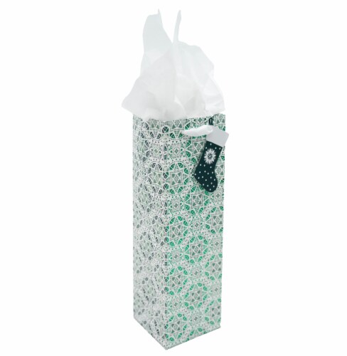 Holiday Home® Wine Bag Green Geo Perspective: left