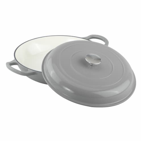 Bruntmor 5qt Grey Enameled Cast Iron Skillet With Lid & Handle, 5qt - Kroger