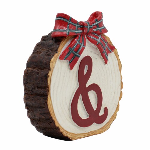 Holiday Home Tree Stump Monogram & Christmas Holiday Décor Perspective: left