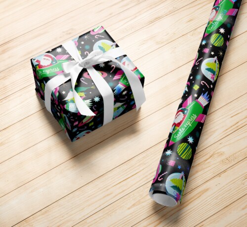 Holiday Home 30 Inch Cosmic Christmas Gift Wrap Roll Perspective: left
