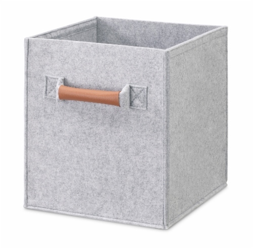 Everyday Living Fabric Drawer Felt with Leather Handle - Light Gray Perspective: left