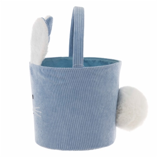 Holiday Home® Easter Corduroy Bunny Basket - Blue Perspective: left