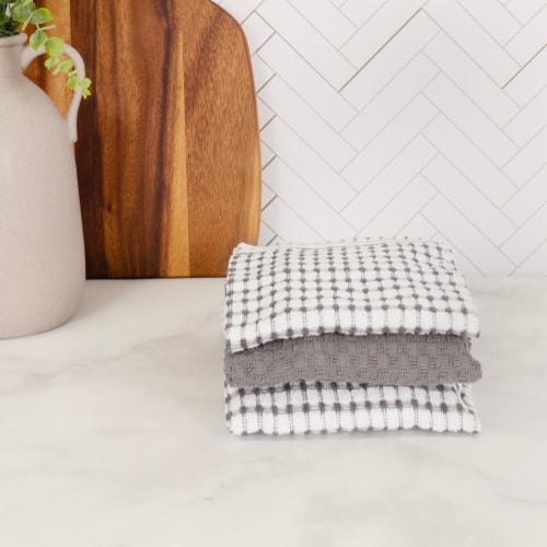 Everyday Living® Popcorn Kitchen Towel - Charcoal Perspective: left