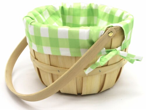 Holiday Home Easter Large Gingham Lined Basket - Green Perspective: left