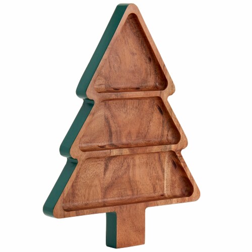 Holiday Home 3 Section Tree Wood Tray Perspective: left