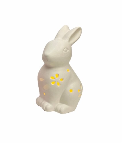 Holiday Home Light Up White Easter Bunny Decor Perspective: left