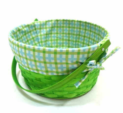 HH 10in Lined Bamboo Basket - Green Perspective: left
