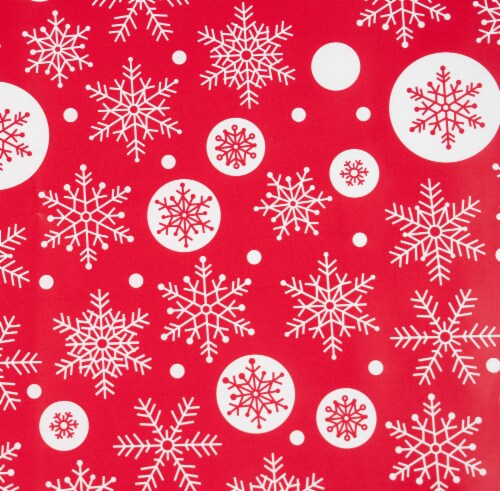 Holiday Home® 30 In x 72 Ft Polka Snowflake Gift Wrap Roll Perspective: left
