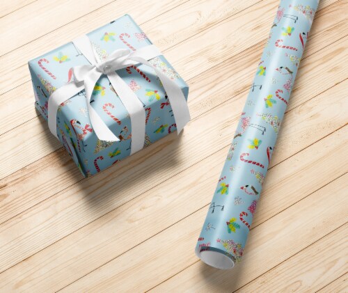 Holiday Home Flamingos Gift Wrap Perspective: left