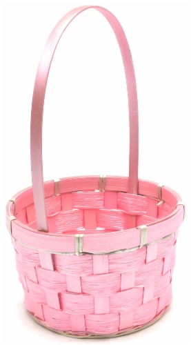 Holiday Home Easter Pearlized Bamboo Basket- Pink Perspective: left