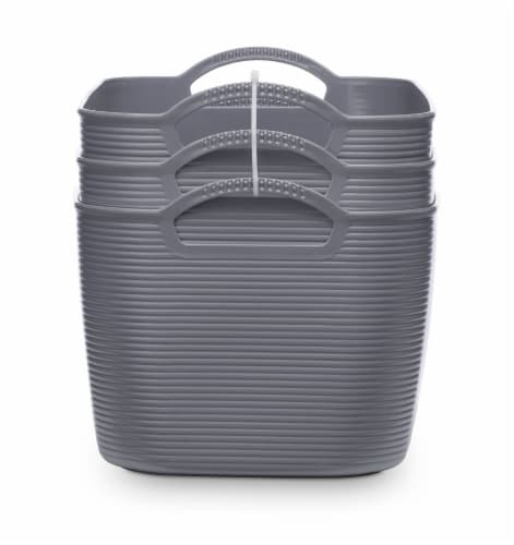 Everyday Living Medium Ribbed Bins - Gray Perspective: left