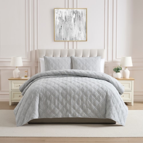 HD Designs Chambray King Quilt Pillow - Gray Perspective: left