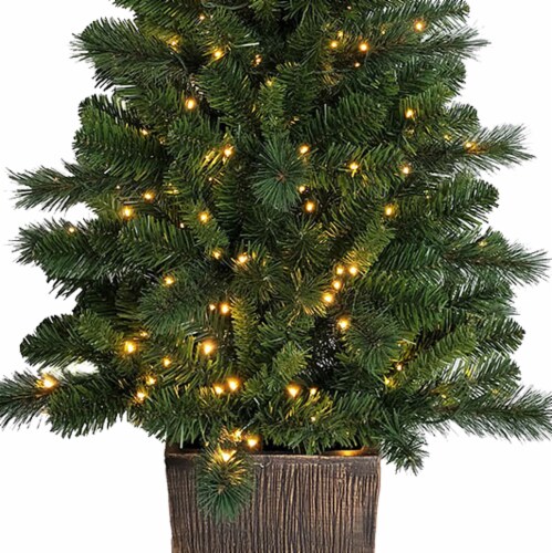 Holiday Home 4' Burlington Spruce Lit Potted Porch Tree Christmas Decor Perspective: left