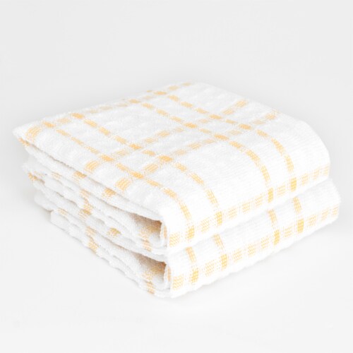 Everyday Living Grid Kitchen Towels - Yellow Perspective: left