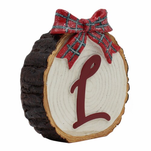 Holiday Home Tree Stump Monogram L Christmas Holiday Décor Perspective: left