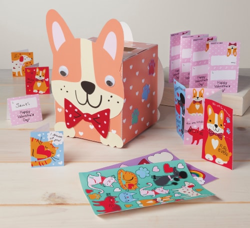 Holiday Home® Make Your Own Valentine's Mailbox Kit and Exchange Cards - Corgi Pup Perspective: left