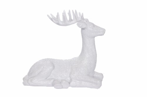 Holiday Home Christmas Decor Sitting Reindeer - White Perspective: left