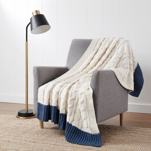 Sewing Down South Chunky Chenille Throw - Blue Perspective: left