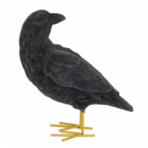 Holiday Home 3D Flocked Crow - Black Perspective: left