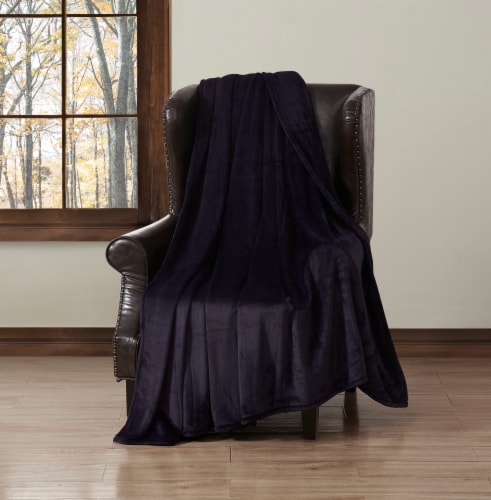 Modavari Home Fashions King Rolled Blanket - Dark Blue Perspective: left