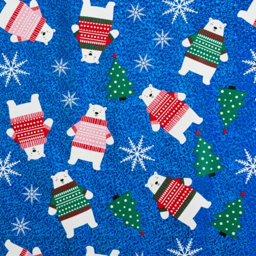 Holiday Home 40 In x 6 Ft Polar Bears Gift Wrap Roll Perspective: left