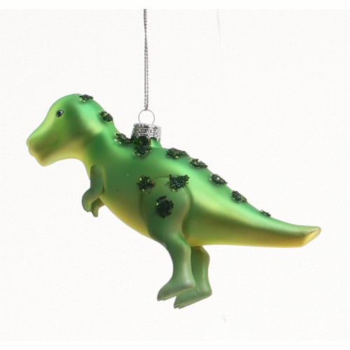 Holiday Home Green Dino Christmas Ornament Holiday Decor Perspective: left