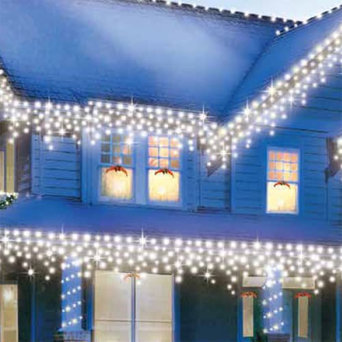 Holiday Home® 200 ct Green Wire Icicle Christmas Lights - White Perspective: left