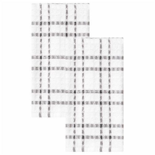 Everyday Living Grid Kitchen Towels - Black Perspective: left