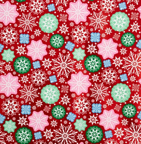 Holiday Home 40 In x 6 Ft Snowflakes Gift Wrap Roll Perspective: left