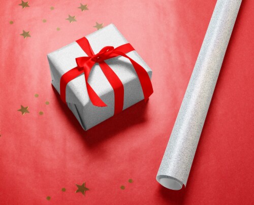Holiday Home Solid Glitter Gift Wrap Perspective: left