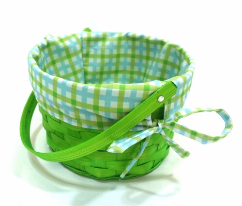 HH 7in Lined Bamboo Basket - Green Perspective: left