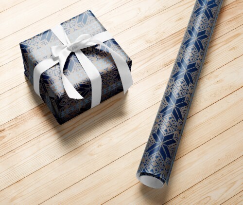 Holiday Home Snowflake FairIsle Gift Wrap Perspective: left