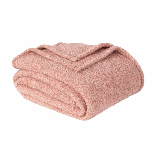 HD Designs® Heathered Cozy Knit Blanket - Pink Perspective: left