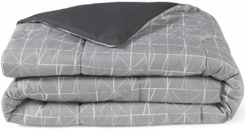 Everyday Living® Geo Lines Reversible Queen 7 Piece Sheet - White/Grey Perspective: left