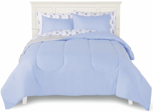 Everyday Living® Lines Reversible Queen 7 Piece Set - Blue Perspective: left