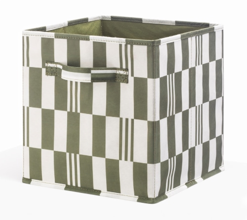 Everyday Living Checkered Fabric Drawer - Green Perspective: left