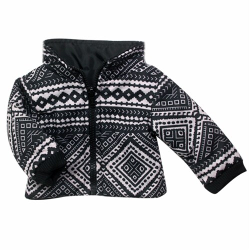Sophia's - 18  Doll - Geometric Ski Coat, Pants, Berry Neck Warmer & Fur Boots Perspective: left